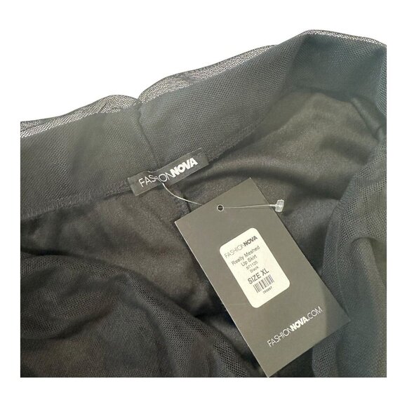 FASHIONNOVA Women SZ XL Black Really Meshed Mini Skirt -New -Stretch Material - Picture 3 of 8